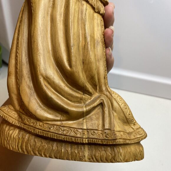 VTG Nativity Figure Mary Wood Kneeling Hand Carved 9 inches Tall Figurine - Picture 7 of 16